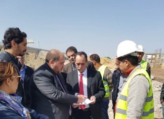 الرابحي يعاين التحضيرات الجارية لربط قناة جلب المياه قطر 1600 مم على مستوى الطريق الحزامية X20 ومحوّل تقاطع الطريق الوطنية E5 مع الطريق الحزامية X