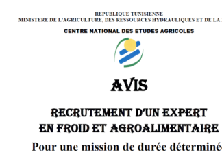 Avis Recrutement d’un expert En froid et agroalimentaire Pour une mission de durée déterminée